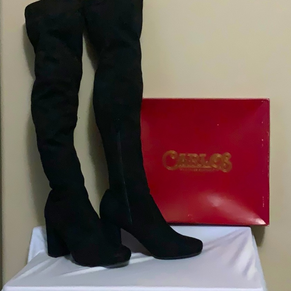 Black, Suede, CARLOS Santana, Tall Over the Knee, Size 9M Boots